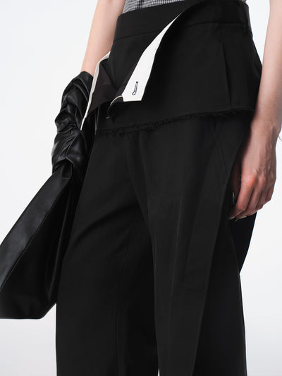 Black Utility Panel Curved Trousers-TRINITE Studio-APOC STORE