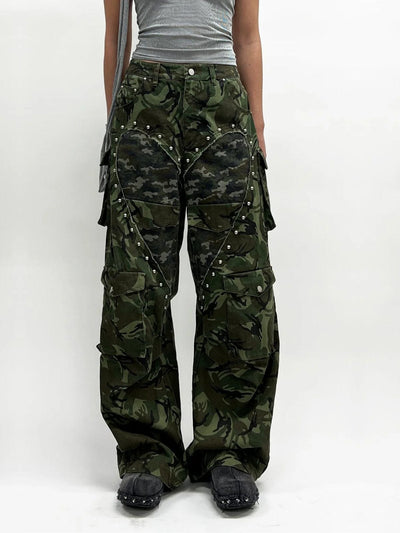 heart cargo pants camo-Nibgnus-APOC STORE
