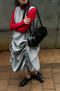 JERSEY SHIRRING DRESS GRAY-SAENGIN STUDIOS-APOC STORE