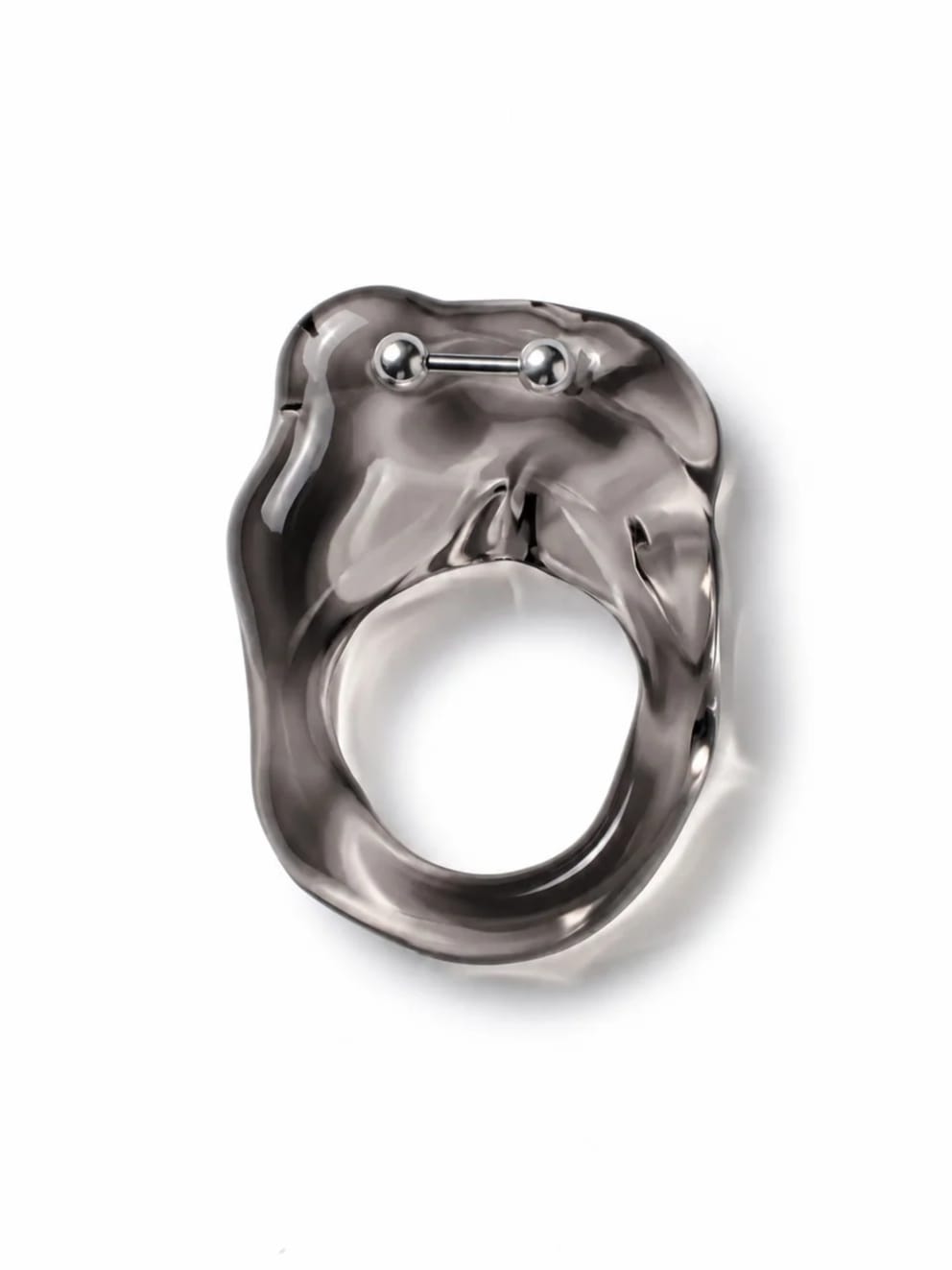 Brutalist Pierced Glass Ring 0117-Rain and Rivers-APOC STORE