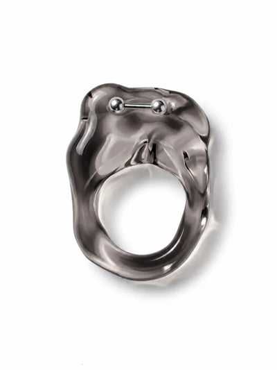 Brutalist Pierced Glass Ring 0117-Rain and Rivers-APOC STORE