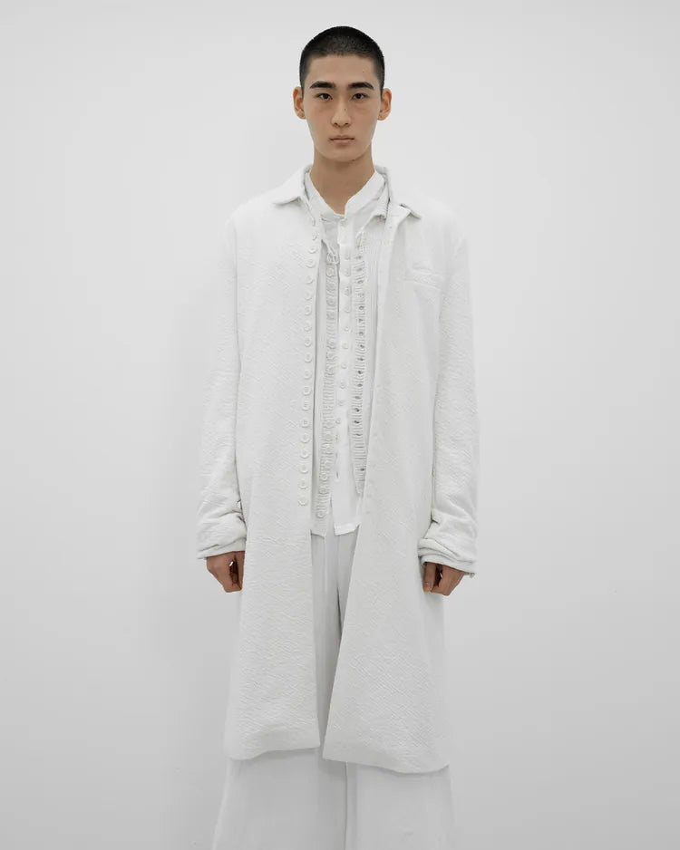Glitched Sleeve Long Coat 001 - White-Taekh-APOC STORE