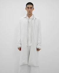 Glitched Sleeve Long Coat 001 - White-Taekh-APOC STORE