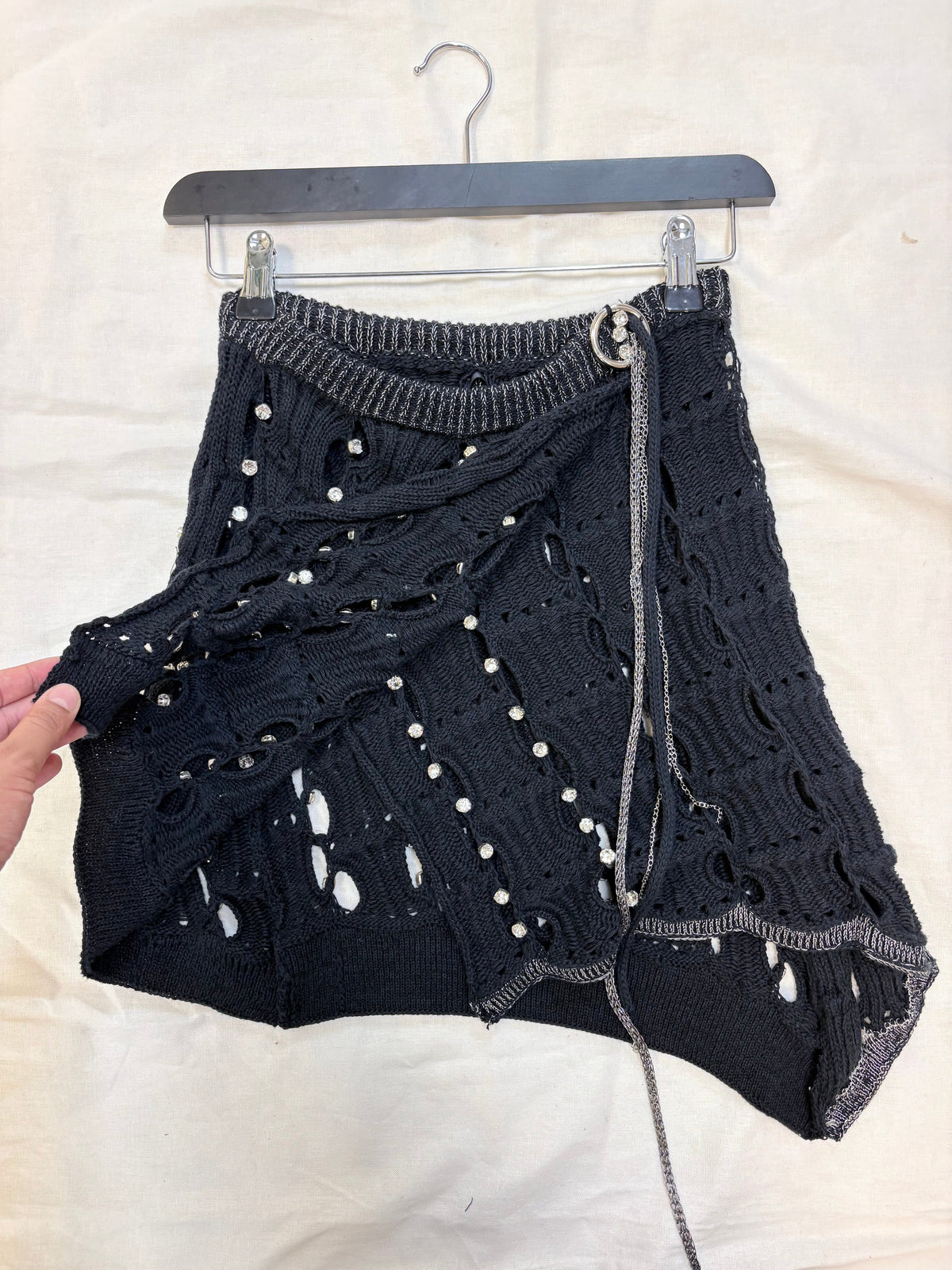 Black Ladder Knit Skirt - Size S-Sania Parvez-APOC STORE