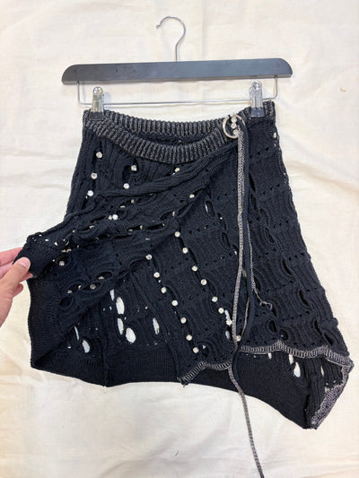 Black Ladder Knit Skirt - Size S-Sania Parvez-APOC STORE