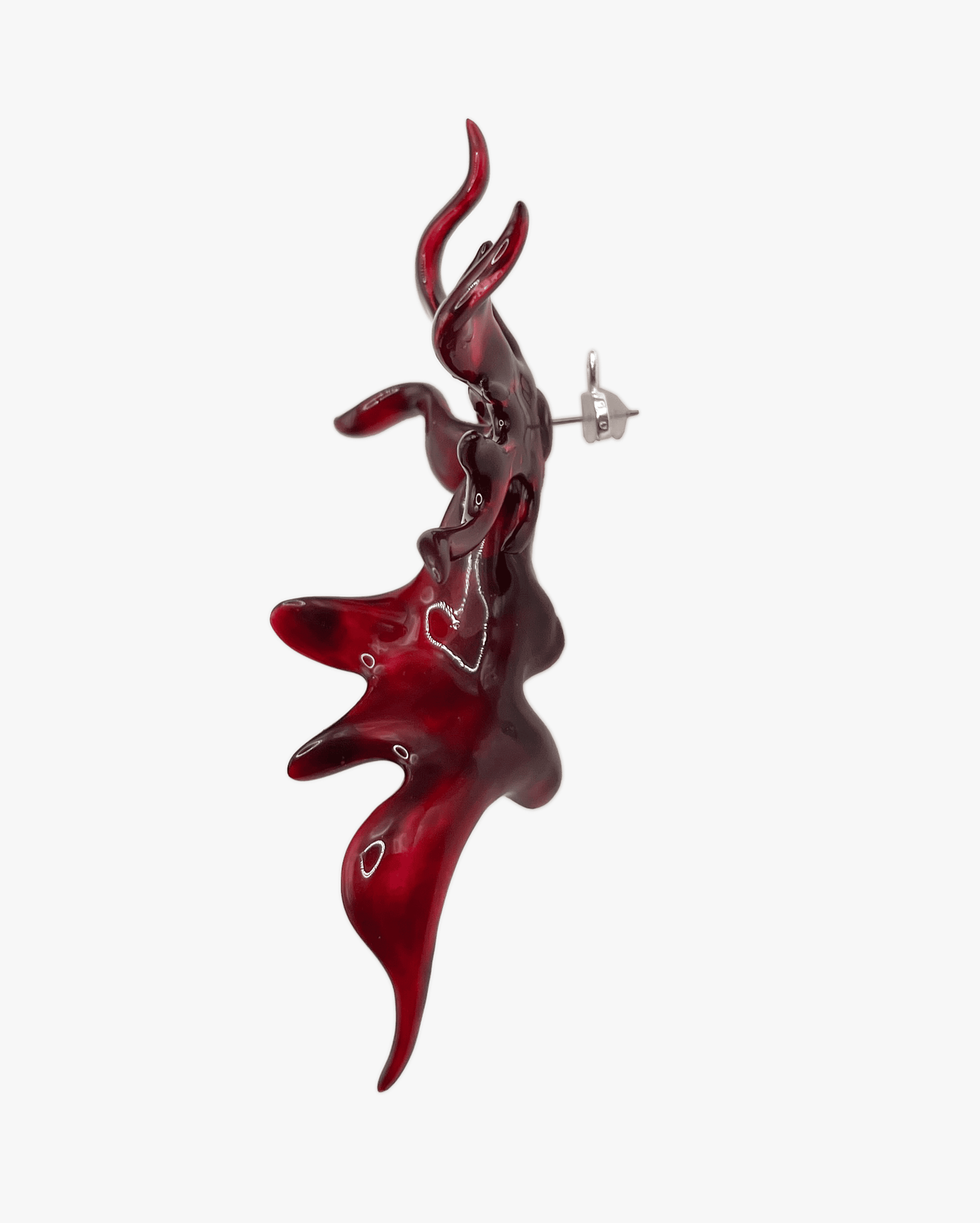 Burgundy Sculptural Flower Earrings-WHYNOEN-APOC STORE