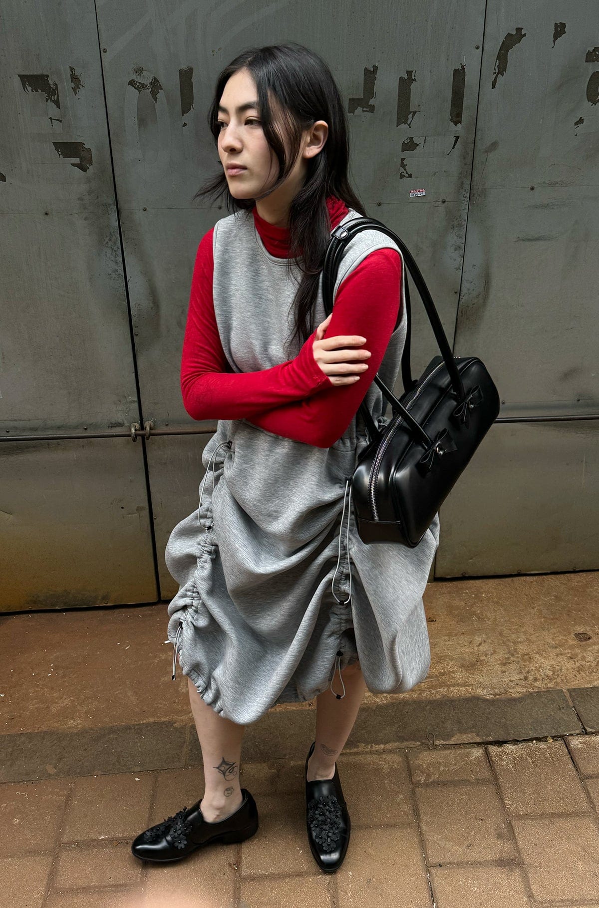 RIBBON BAGUETTE BAG BLACK-SAENGIN STUDIOS-APOC STORE