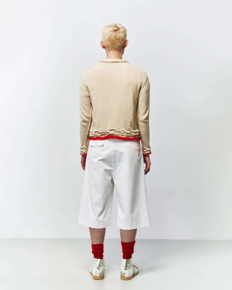 Cotton Wide Shorts 001 _White-Taekh-APOC STORE