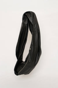 Black Leather Twist Scarf Bag-arc us arkus-APOC STORE