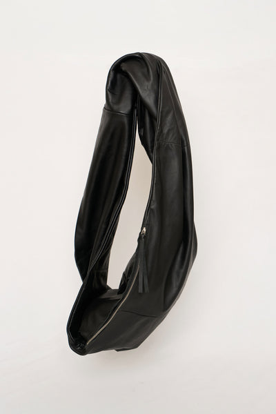 Black Leather Twist Scarf Bag-arc us arkus-APOC STORE