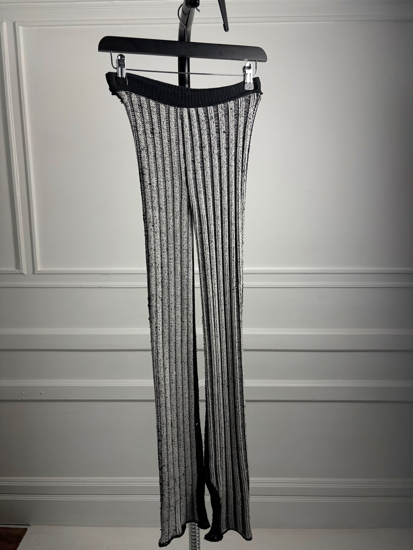 Two tone ribbed knit trousers-SANIA PARVEZ-APOC STORE