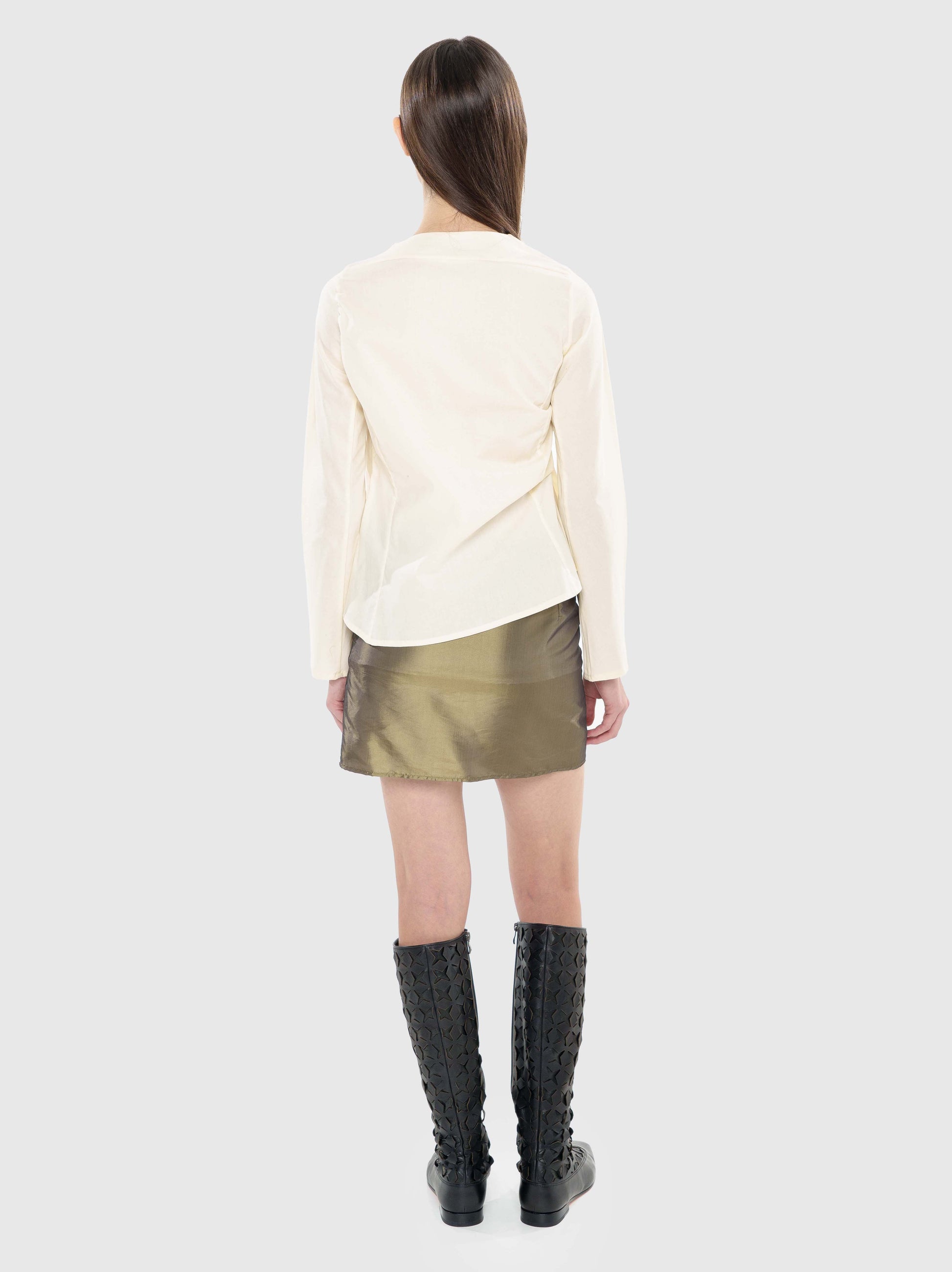 Long sleeve draped button-up shirt-Nensi Avetisian-APOC STORE