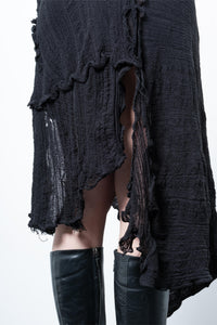 DISTRESSED BLACK DRESS LONG SLEEVE-VÊTEMENT FRAGILE-APOC STORE