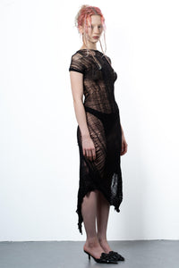 DISTRESSED BLACK DRESS-VÊTEMENT FRAGILE-APOC STORE