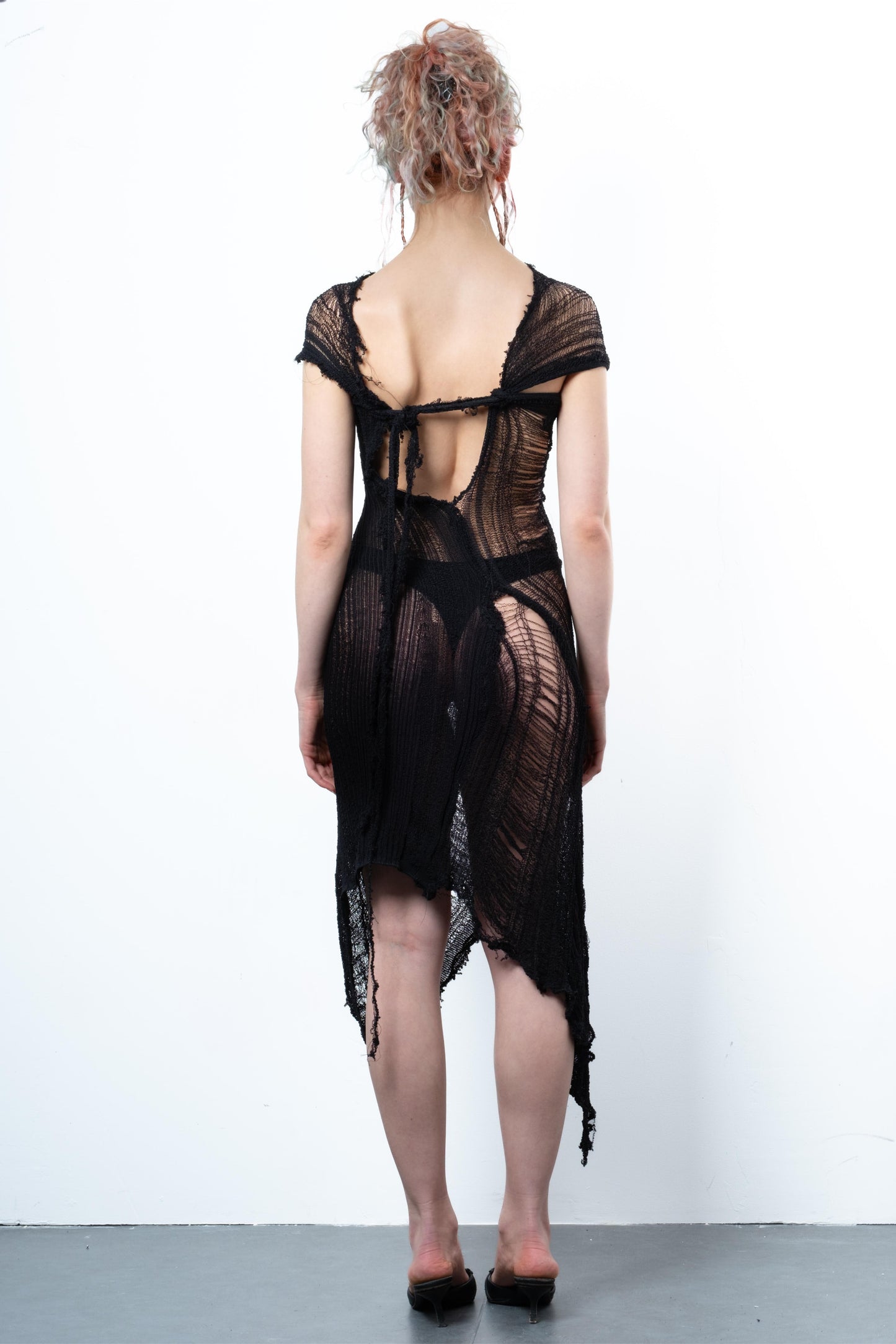 DISTRESSED BLACK DRESS-VÊTEMENT FRAGILE-APOC STORE