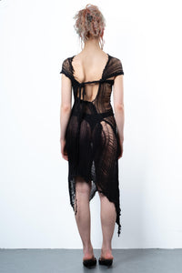 DISTRESSED BLACK DRESS-VÊTEMENT FRAGILE-APOC STORE