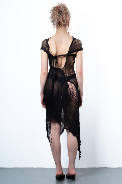 DISTRESSED BLACK DRESS-VÊTEMENT FRAGILE-APOC STORE