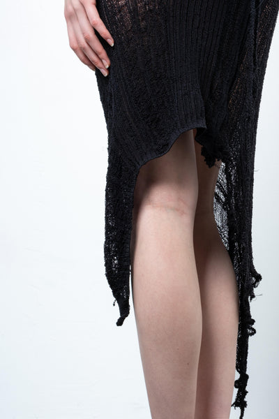 DISTRESSED BLACK DRESS-VÊTEMENT FRAGILE-APOC STORE