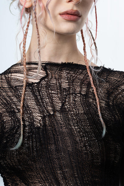 DISTRESSED BLACK DRESS-VÊTEMENT FRAGILE-APOC STORE