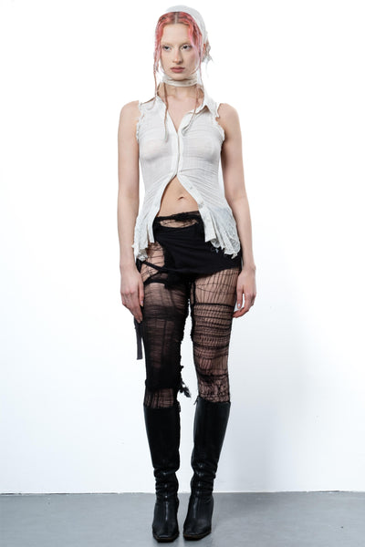 DISTRESSED WHITE SHIRT-VÊTEMENT FRAGILE-APOC STORE