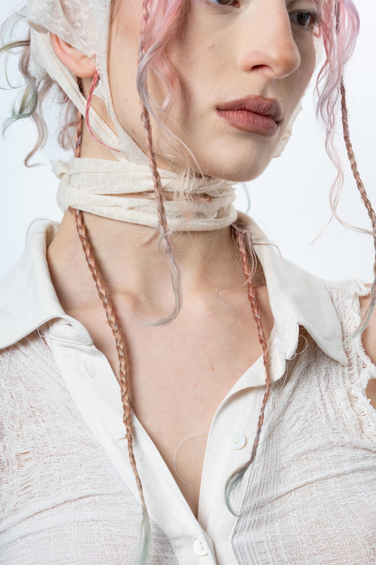 DISTRESSED WHITE SHIRT-VÊTEMENT FRAGILE-APOC STORE
