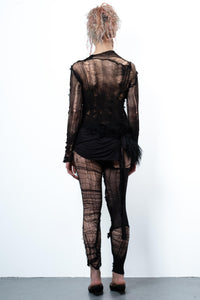 DISTRESSED BLACK TOP LONG SLEEVE-VÊTEMENT FRAGILE-APOC STORE