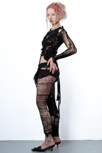 DISTRESSED BLACK TOP LONG SLEEVE-VÊTEMENT FRAGILE-APOC STORE