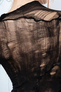 DISTRESSED BLACK TOP LONG SLEEVE-VÊTEMENT FRAGILE-APOC STORE