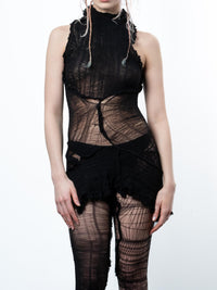 DISTRESSED BLACK SHORT DRESS-VÊTEMENT FRAGILE-APOC STORE