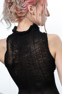 DISTRESSED BLACK SHORT DRESS-VÊTEMENT FRAGILE-APOC STORE
