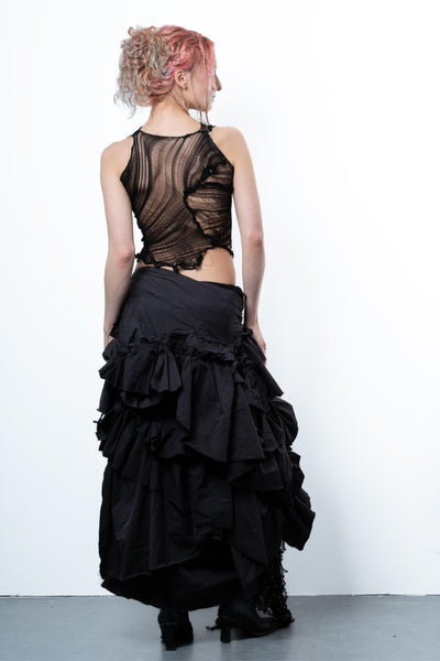 DISTRESSED BLACK TOP-VÊTEMENT FRAGILE-APOC STORE