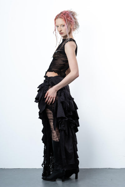 DISTRESSED BLACK TOP-VÊTEMENT FRAGILE-APOC STORE