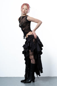 DISTRESSED BLACK TOP-VÊTEMENT FRAGILE-APOC STORE
