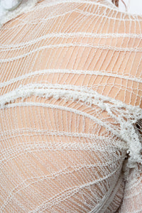 DISTRESSED OFF-WHITE DRESS LONG SLEEVE-VÊTEMENT FRAGILE-APOC STORE