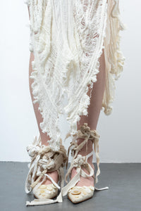 DISTRESSED OFF-WHITE DRESS LONG SLEEVE-VÊTEMENT FRAGILE-APOC STORE