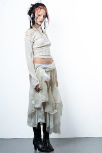 DISTRESSED OFF-WHITE TOP LONG SLEEVE-VÊTEMENT FRAGILE-APOC STORE