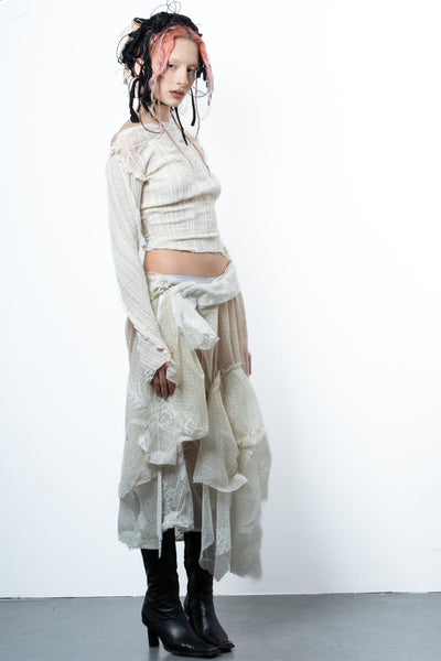 DISTRESSED OFF-WHITE TOP LONG SLEEVE-VÊTEMENT FRAGILE-APOC STORE
