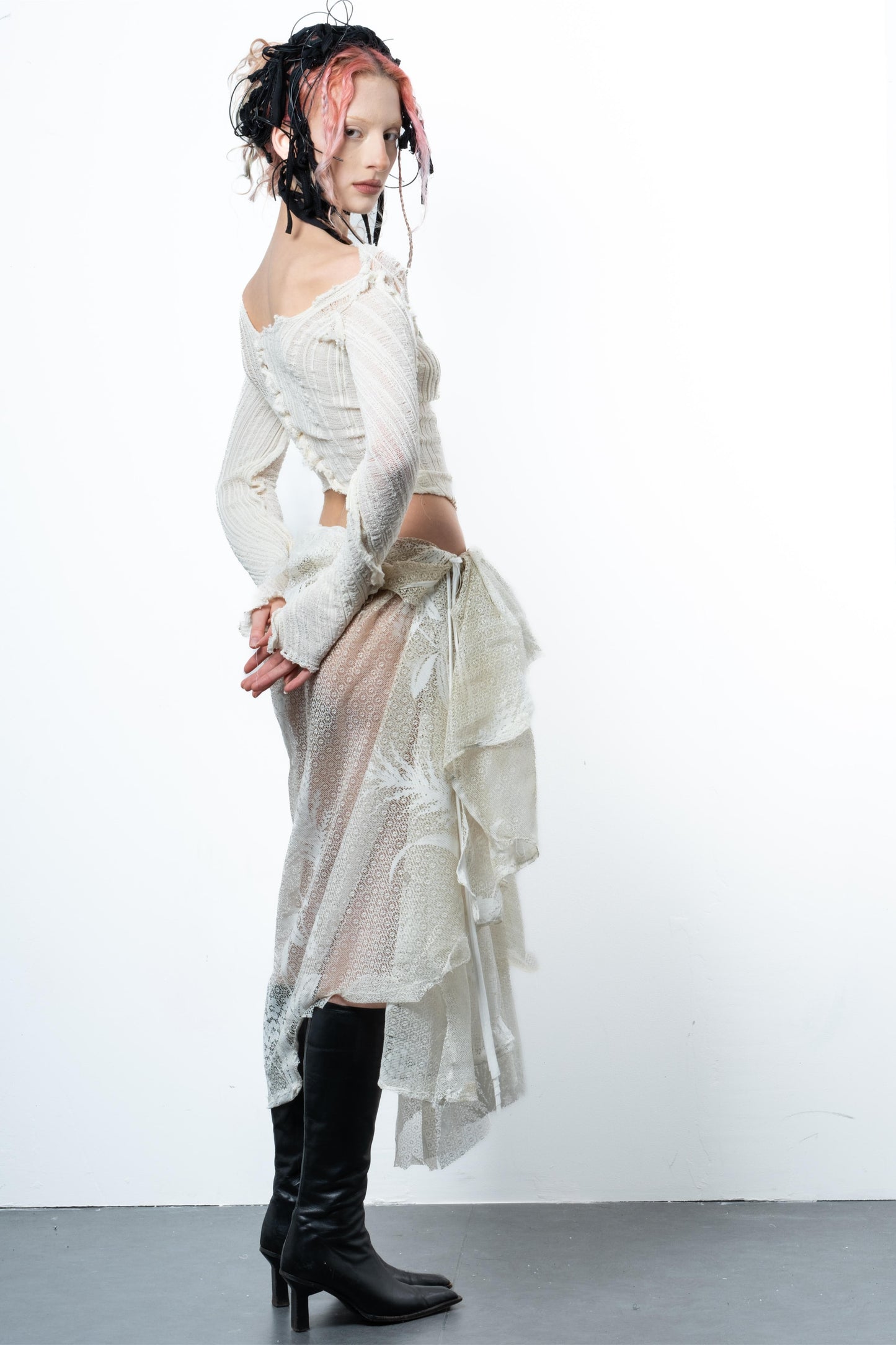 DISTRESSED OFF-WHITE TOP LONG SLEEVE-VÊTEMENT FRAGILE-APOC STORE