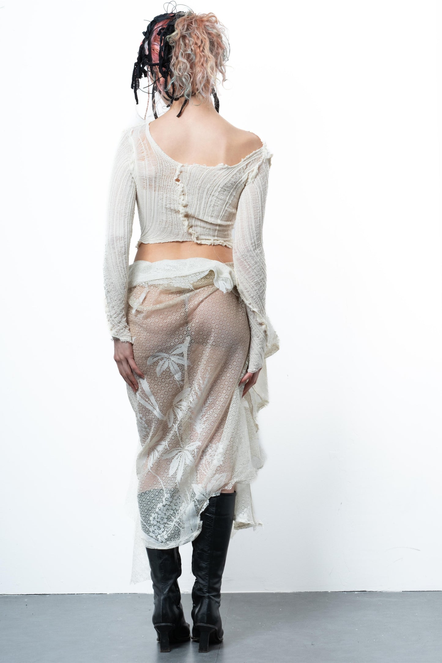 DISTRESSED OFF-WHITE TOP LONG SLEEVE-VÊTEMENT FRAGILE-APOC STORE