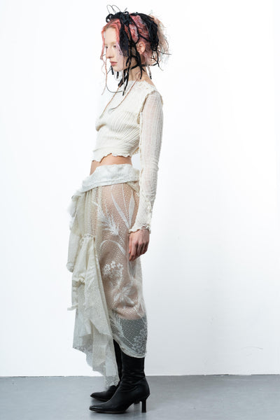DISTRESSED OFF-WHITE TOP LONG SLEEVE-VÊTEMENT FRAGILE-APOC STORE