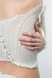 DISTRESSED OFF-WHITE TOP LONG SLEEVE-VÊTEMENT FRAGILE-APOC STORE