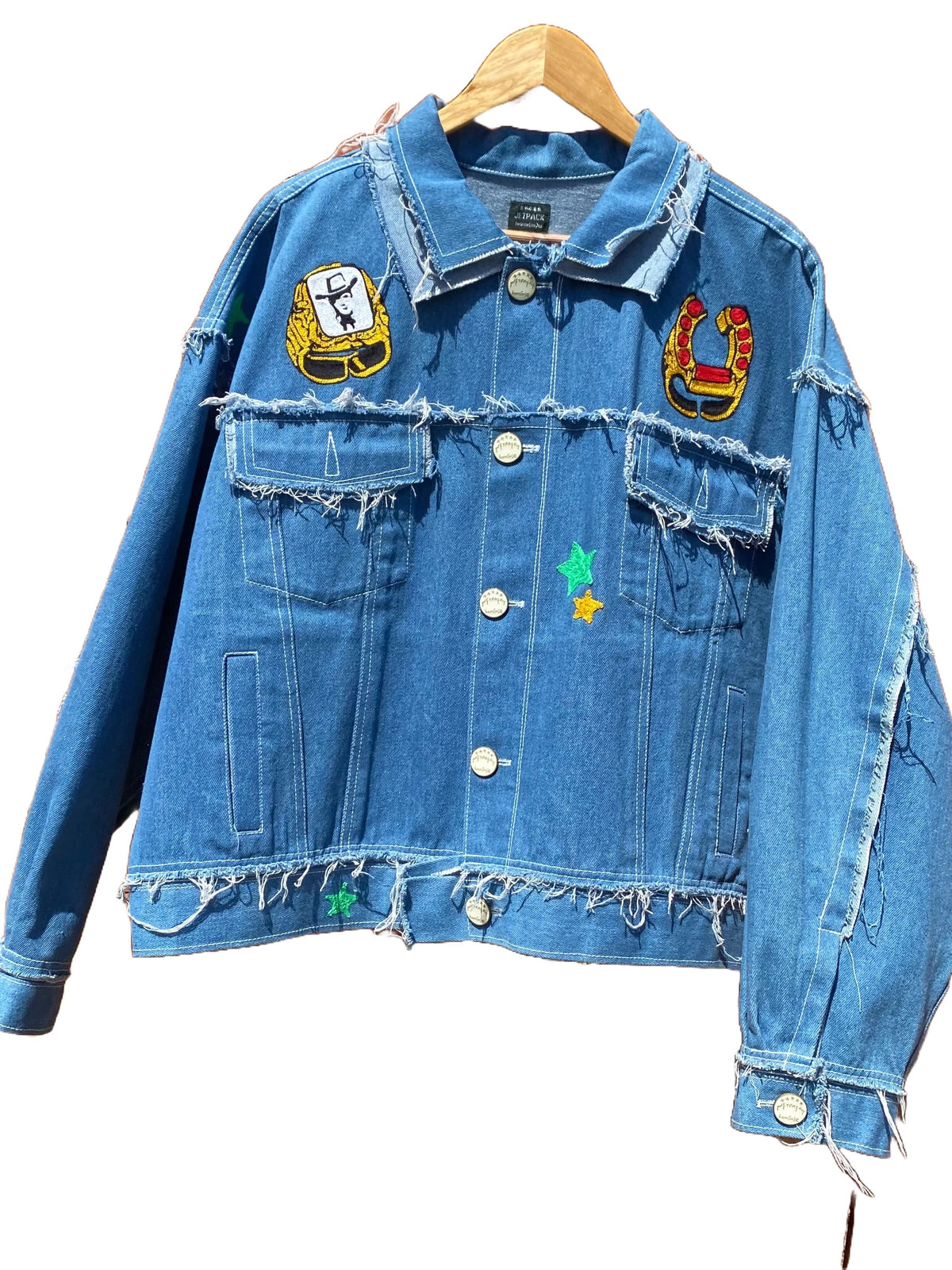 Moto Devil: Handmade Chainstitch Deconstructed Denim Jacket-Jetpack Hom(m)e-APOC STORE