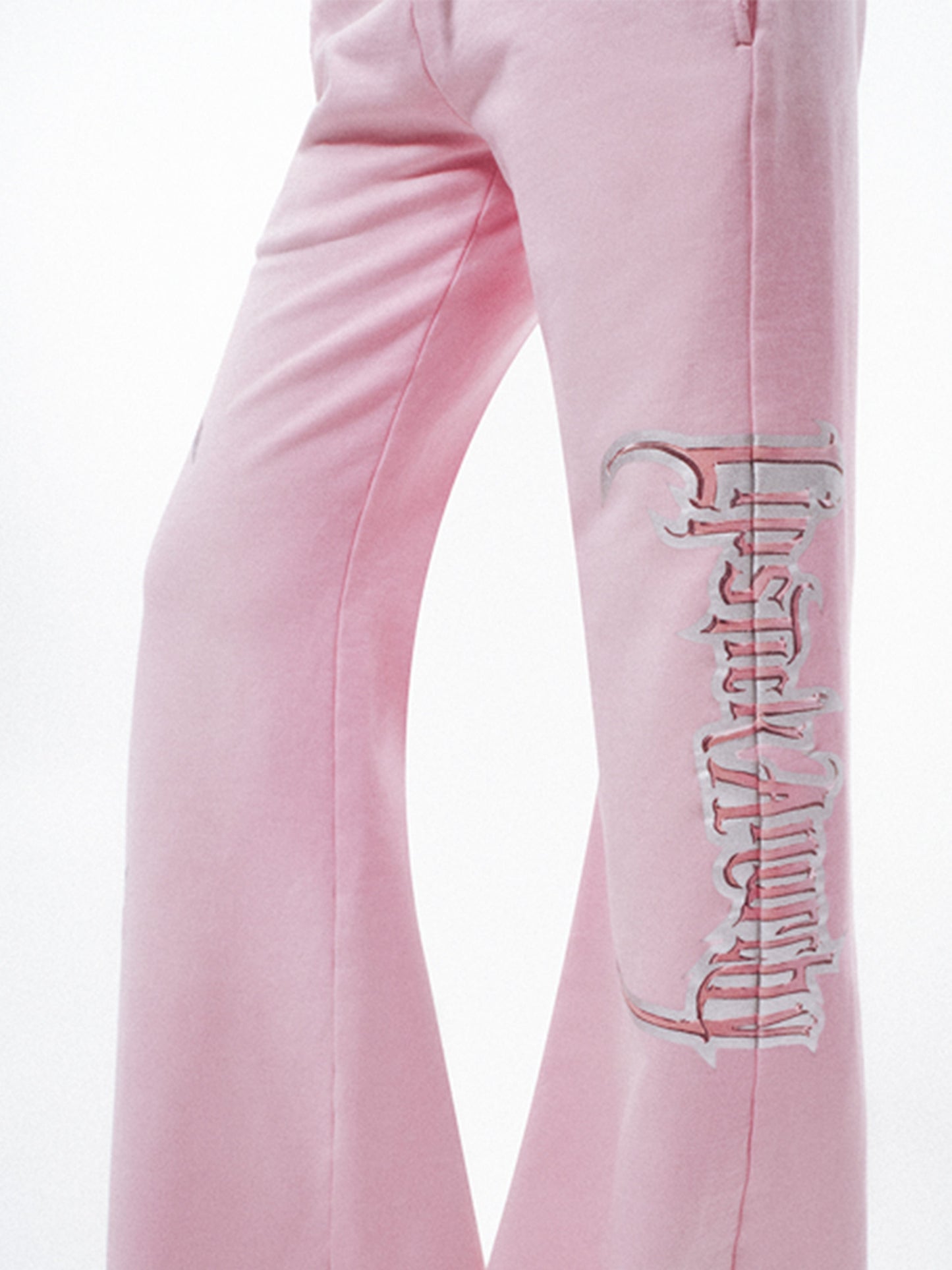 Pink Printing Decorative Flare Sport Pants-TRINITE Studio-APOC STORE