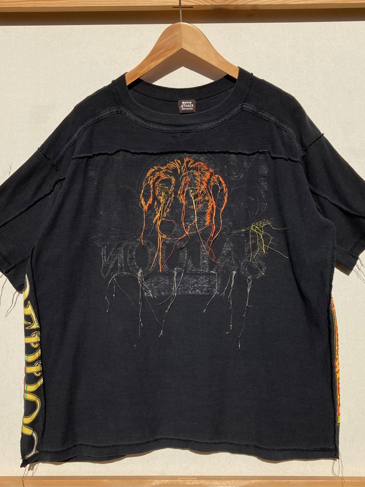 Black Deconstructed Tee with embroidered Dog Head-Jetpack Hom(m)e-APOC STORE