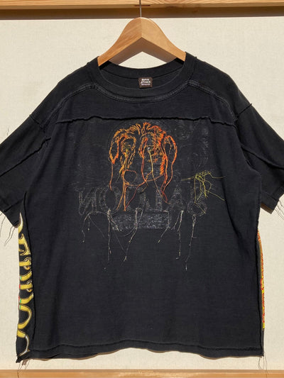 Black Deconstructed Tee with embroidered Dog Head-Jetpack Hom(m)e-APOC STORE