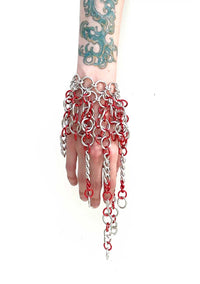RED + SILVER Fringe Bracelet-JALACONDA-APOC STORE
