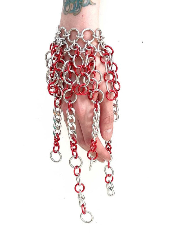 RED + SILVER Fringe Bracelet-JALACONDA-APOC STORE