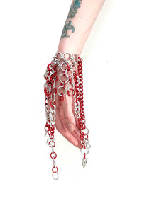 RED + SILVER Fringe Bracelet-JALACONDA-APOC STORE