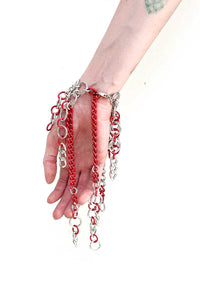 RED + SILVER Fringe Bracelet-JALACONDA-APOC STORE