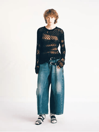 Black Embossed Portrait Leather Belt with Metal Studs-TRINITE Studio-APOC STORE